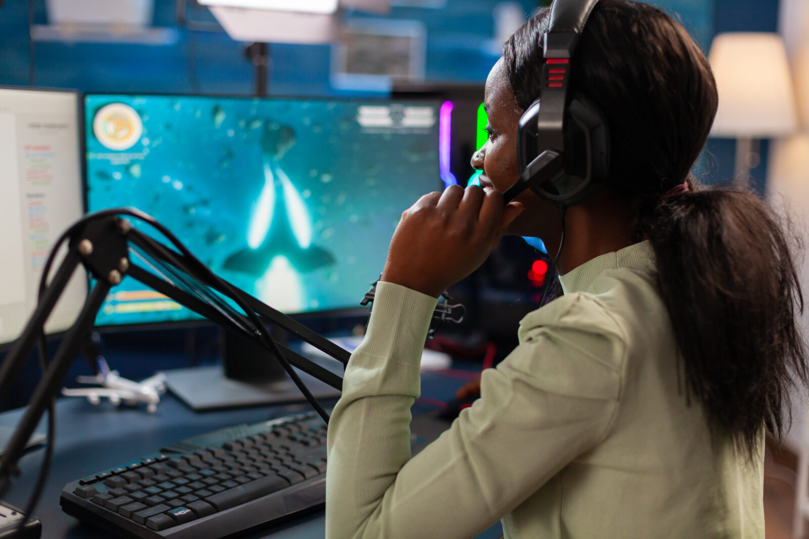 Professional gamer participating in esport tournament